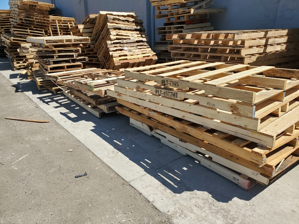 Skup palet drewnianych w Głogowie.